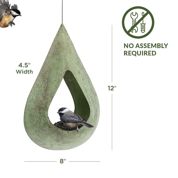 Good Directions Rain Drop Fly-Thru Copper Bird Feeder, Verde Finish