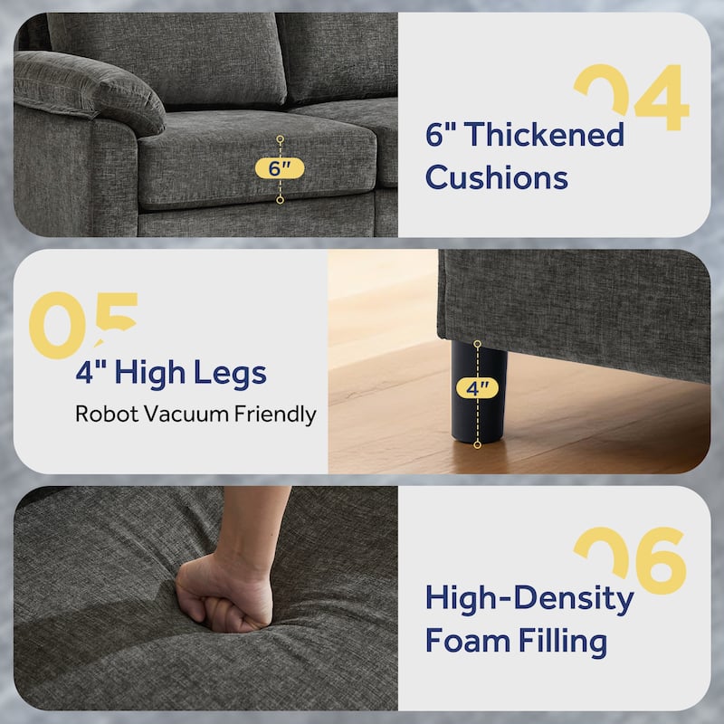 U-Shaped Chenille Upholstered Modular Sectional Sofa Couch with 2 Ottomans