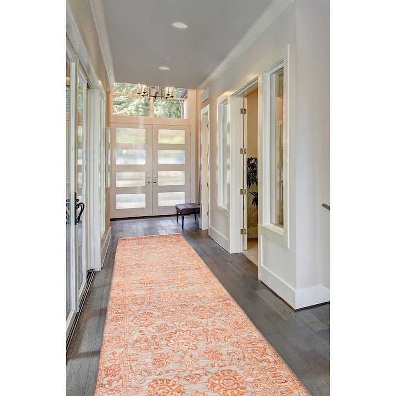 ECARPETGALLERY Hand-knotted Heritage Grey Silk, Wool Rug - 2' 7" x 14' 3"