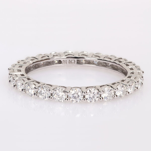 Miadora 1 1/2ct DEW Moissanite Stackable Full-Eternity Band Ring in 10k White Gold. Opens flyout.