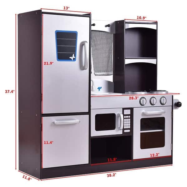 Enhanced Children's Wooden Pretend Play Kitchen Cooking Set for Creative Fun - 38.2" x 11.8" x 37.4"