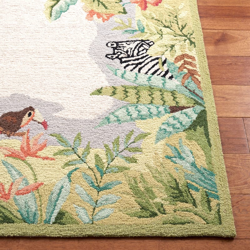 SAFAVIEH Handmade Chelsea Margrieta French Country Wool Rug - 1'8" x 2'6" - Beige/Green