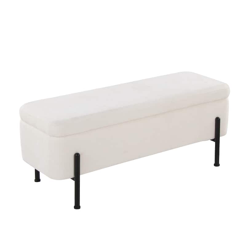 Silver Orchid Galotti Storage Bench with Flip-Top Lid