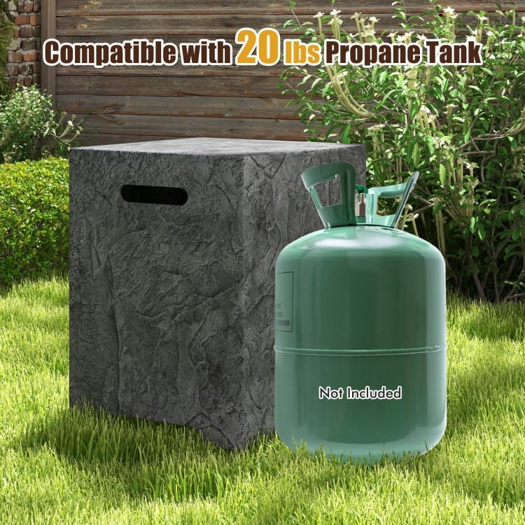 Gray Propane Tank Cover Table with Waterproof PVC Cover and Adjustable Feet - 42.5" x 17.5" x 13"