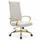 preview thumbnail 36 of 98, Benmar Ribbed Leather Executive High Back Office Chair with Gold Frame, Swivel, Tilt, Lumbar Support Tan