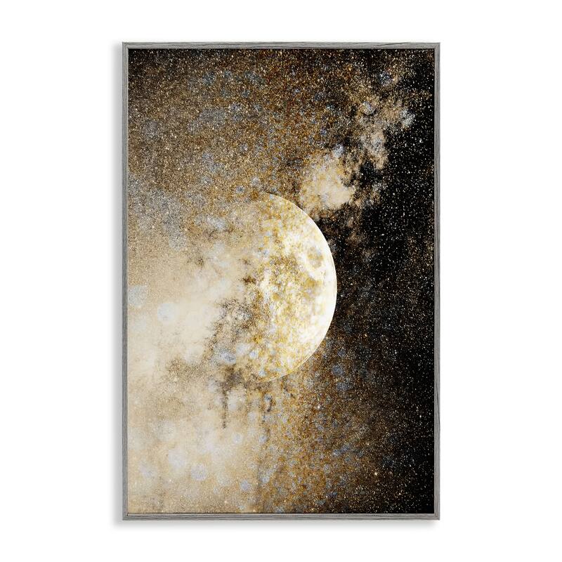 Stupell Starry Nebula Full Moon Framed Giclee Art Design By Gemma Bardot - 20 x 30 - Grey
