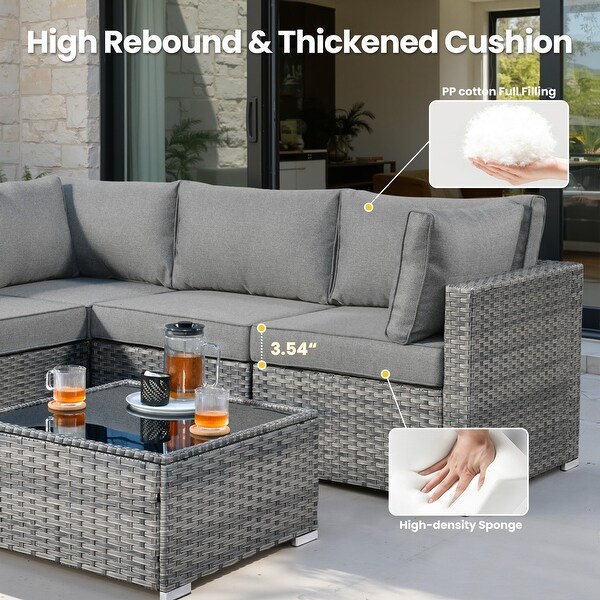 XIZZI 11-Piece Outdoor Wicker Furniture Swivel Chair Sofa Set - On