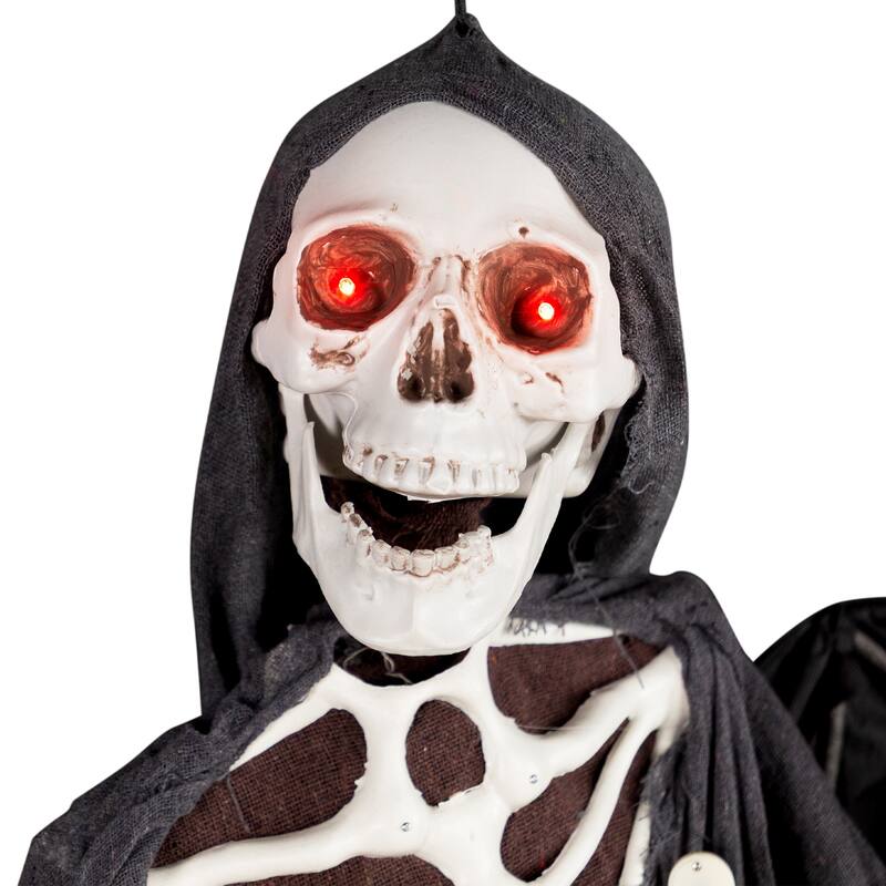 66" Pre-Lit Black & Red Sonic Skeletal Reaper Wings Halloween Decor