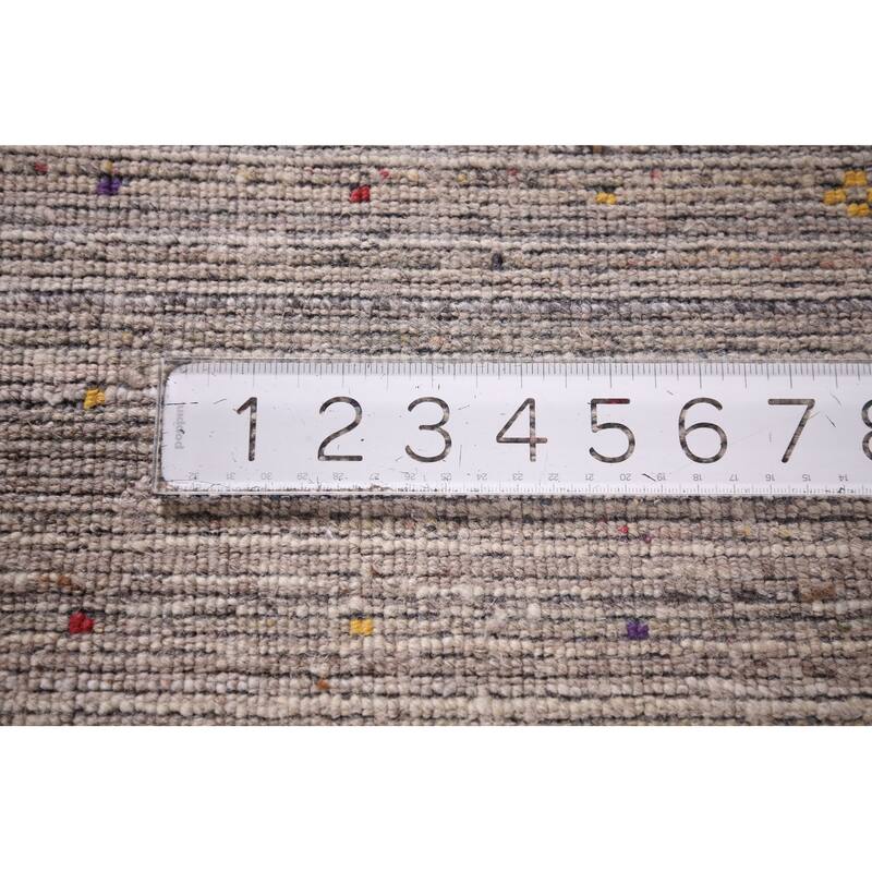 Striped Gabbeh Indian Square Rug Hand-Knotted Wool Carpet - 9'11"x 9'9"