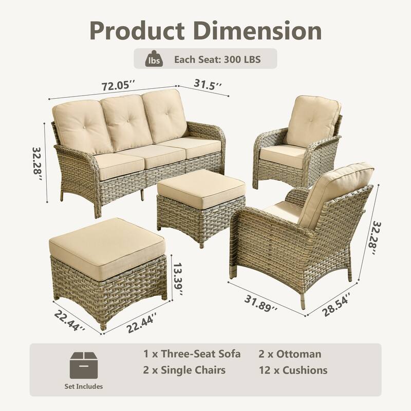 XIZZI Outdoor Patio Furniture Conversation Set with Fire Table