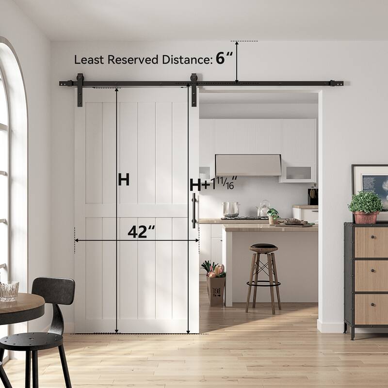 Sanding 30in./32in./36in./42in./48in.x 84in.MDF Barn Door With Sliding Hardware Kit ,Covered with Water-Proof PVC Surface
