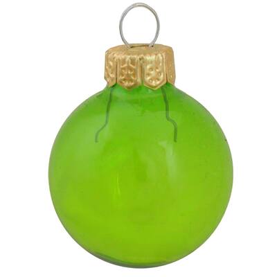 Mini Glass Christmas Ball Ornaments - 1.5" (40mm) - Green - 40ct