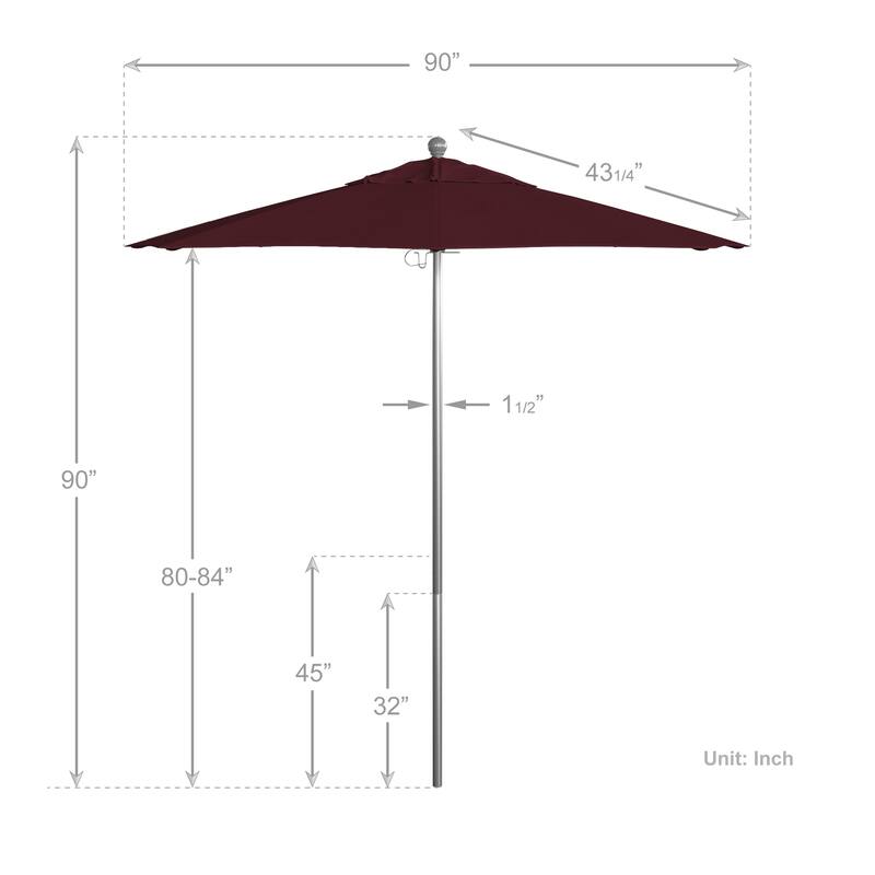 California Umbrella 7.5' Rd. Aluminum Frame, Fiberglass Rib Market Umbrella, Push Open,Anodized Silver Finish, Pacifica Fabric