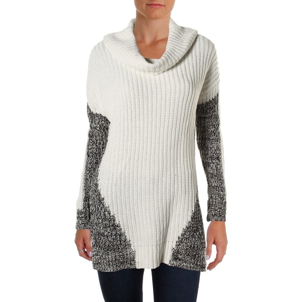 Heather B Womens Pullover Sweater Ribbed Knit Marled
