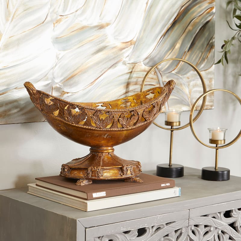 Bronze Polystone Traditional Decorative Bowl - 18 x 8 x 11