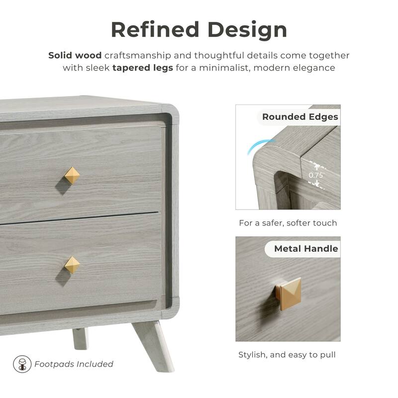Furniture of America Thalia Modern Grey Wood 2-Drawer Nightstand