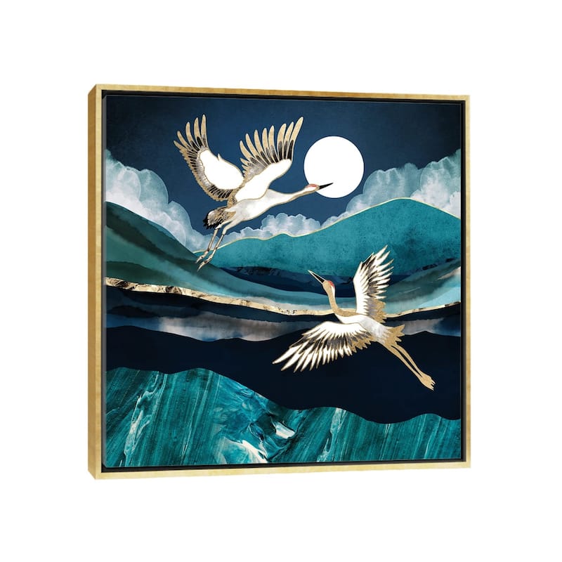 iCanvas "Midnight Cranes" by SpaceFrog Designs Framed Canvas Print - Gold - 26x26