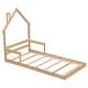 preview thumbnail 6 of 7, Natural Twin Size Pine Wood House-Shaped Headboard Floor Bed with Handrails and slats for Bedroom