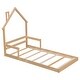 preview thumbnail 5 of 24, Twin Size Pine Wood House-Shaped Headboard Floor Bed with Handrails and Slats