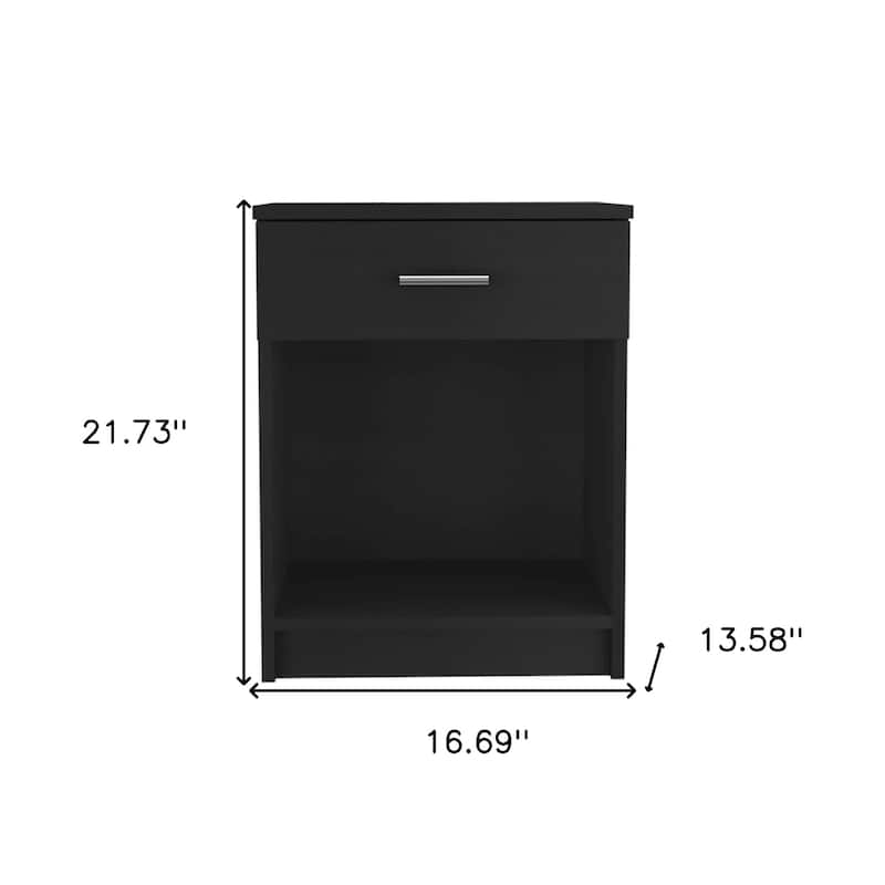 HomeRoots 22" Black One Drawer Faux Wood Nightstand