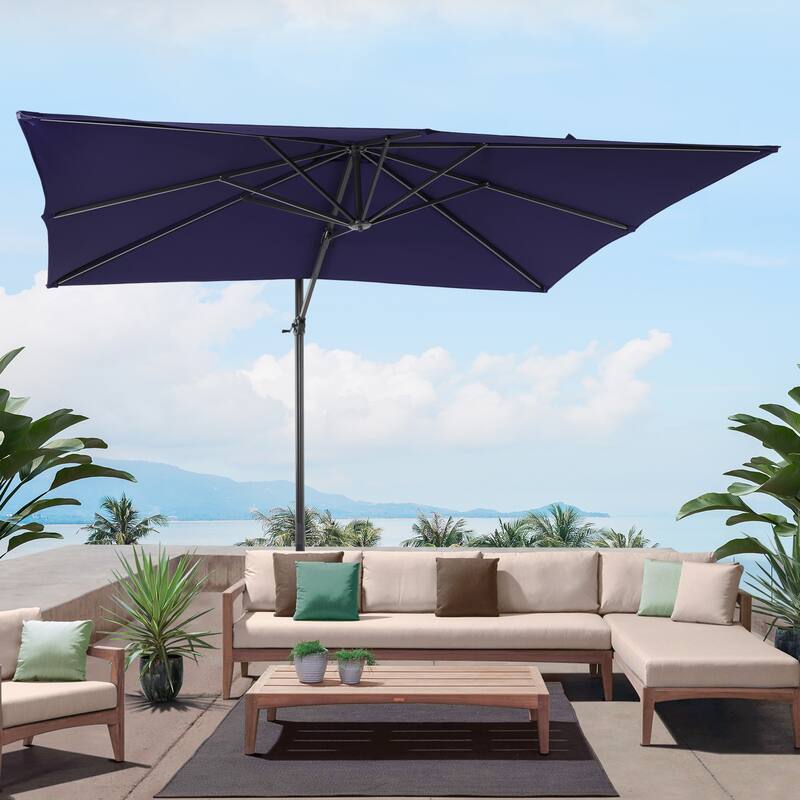 BONOSUKI 10x8FT Cantilever Patio Umbrella 360 Rotation and Canopy