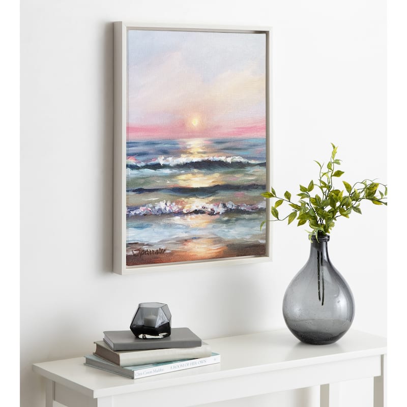 Kate and Laurel Sylvie Atlantic Sunset Framed Canvas by Mary Sparrow