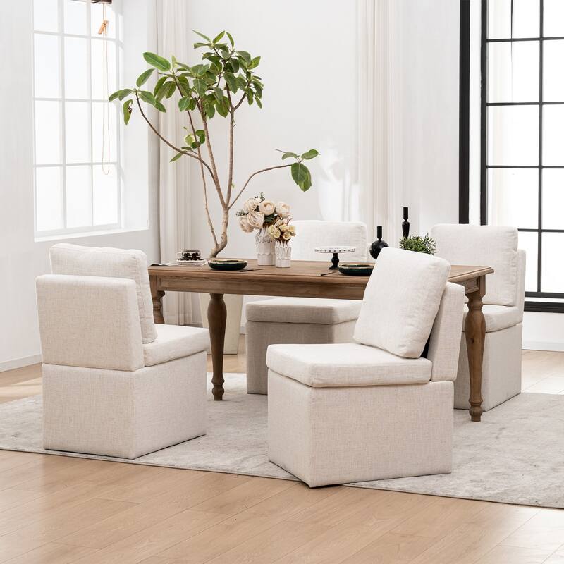 Modern Upholstered Dining Chair with Storage