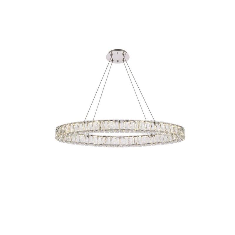 Elegant Lighting 3503D36 Monroe 36" Wide LED Crystal Linear Chandelier - Chrome