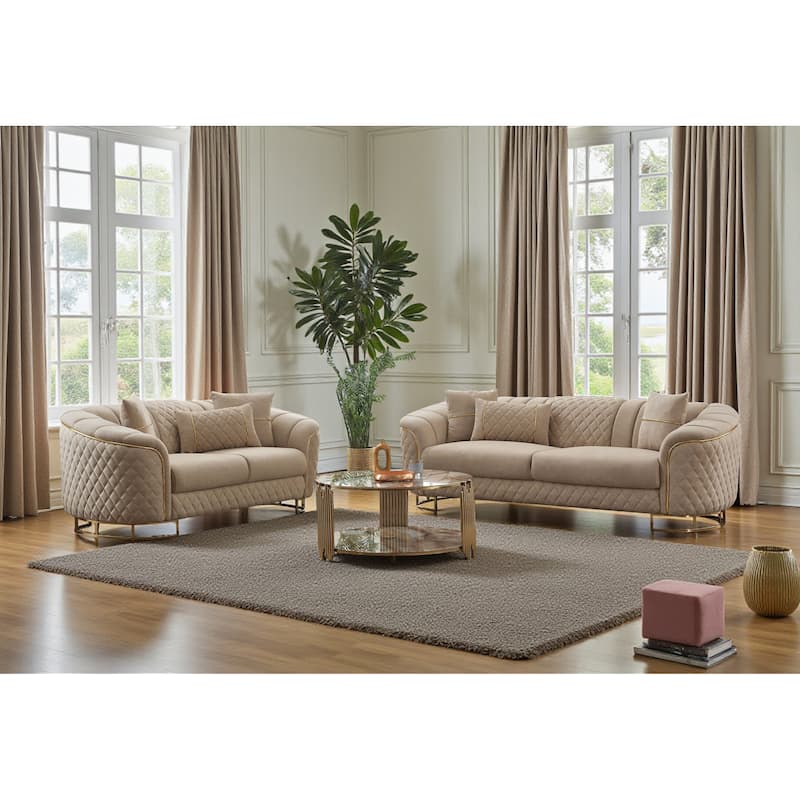 HALO 2 Pieces Living Room Sets 1 Sofa 1 Loveseat - Beige