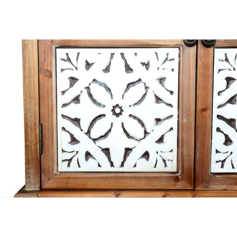 GDF Studio - Belmont 59" Natural Wood Accent Sideboard with 4 Doors and 3 Drawers