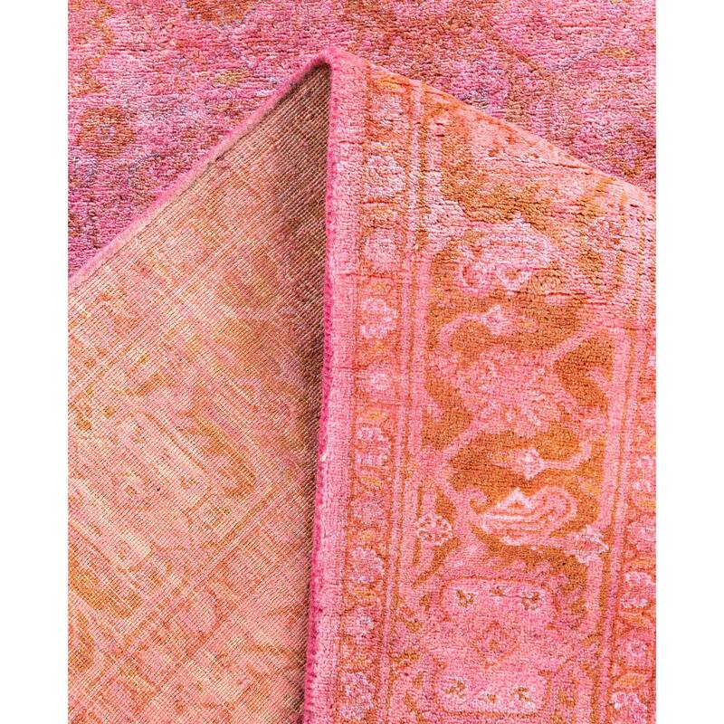 Overdyed One-of-a-Kind Hand-Knotted Runner Rug - Pink - 3' 1" x 8' 1"