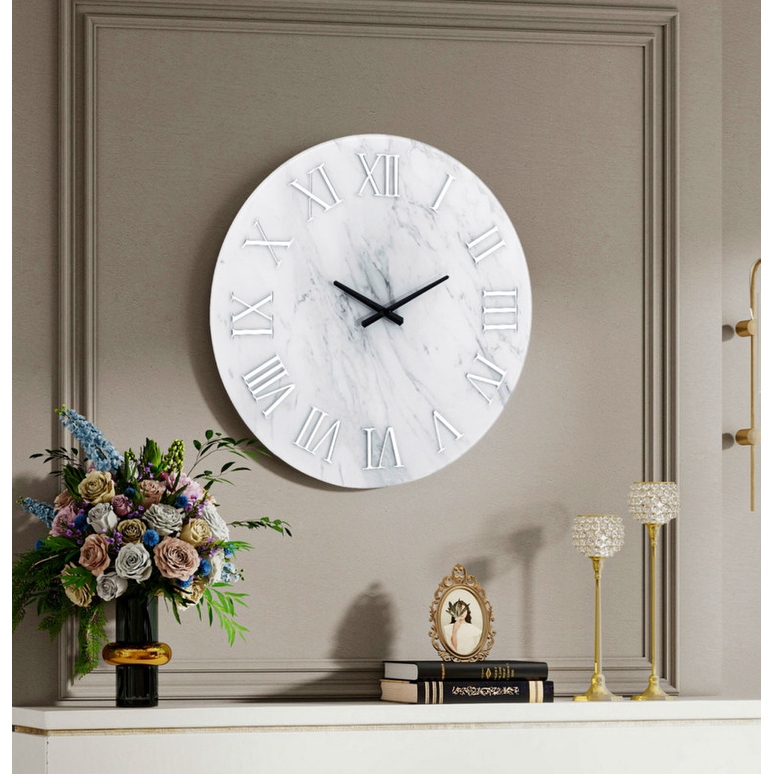 Large Wall Clock - Gray&Gold Mirror Finish,Oval 39