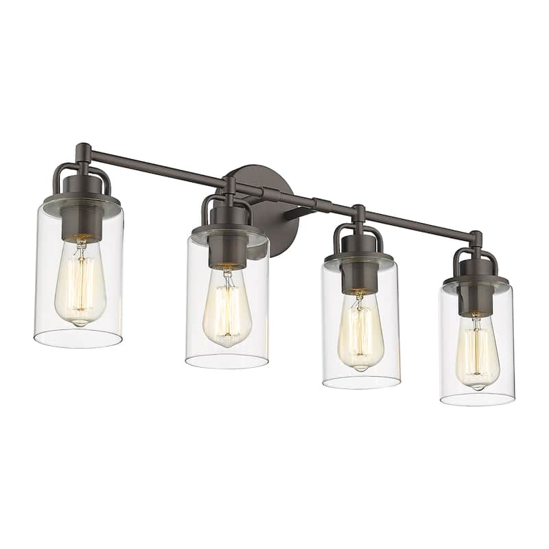 Bathroom Vanity Lights, Bathroom Wall Light Fixtures with Clear Glass Lampshade - 4 Light - Oil Rubbed Bronze