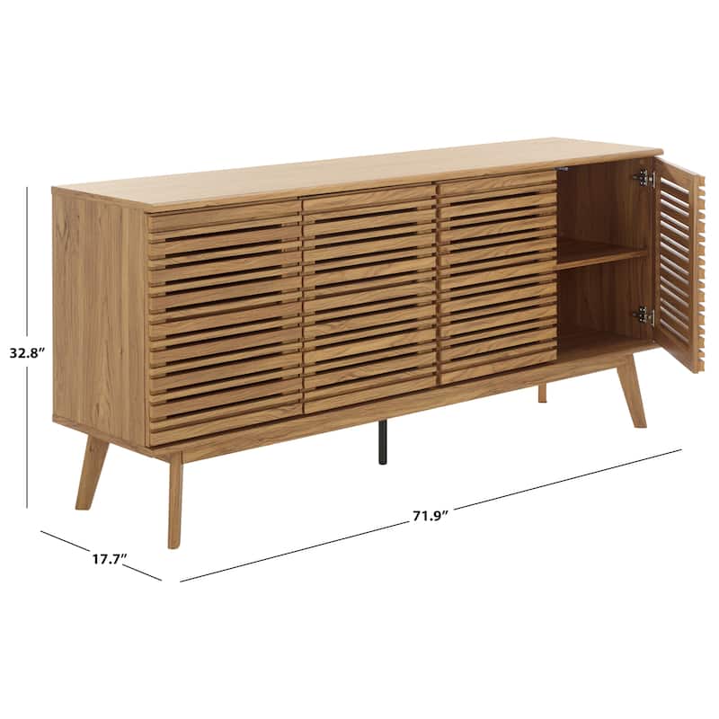 SAFAVIEH Atlantes Large 4-Door 4-Shelf Entertainment Media Stand for TVs up to 75" - 72"W x 18"D x 33"H