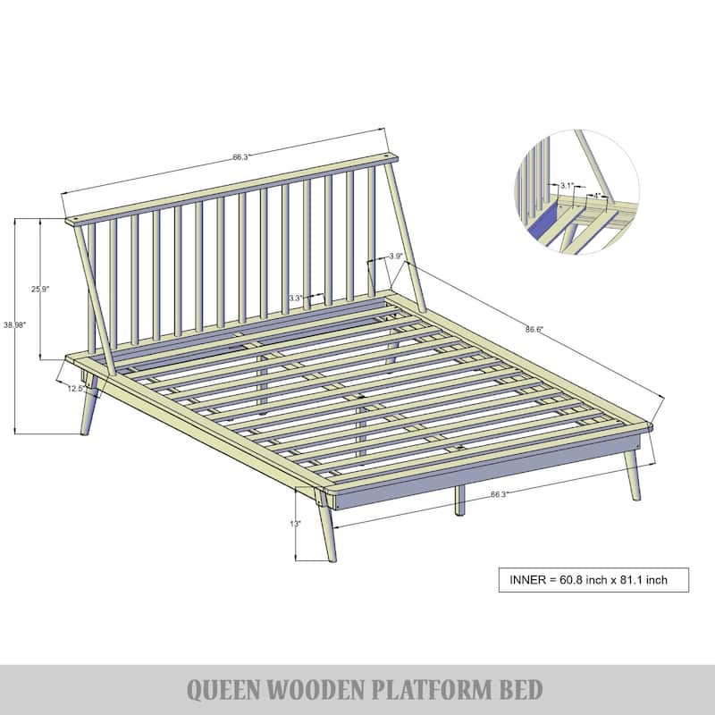 CraftPorch Vintage 4-pieces Wooden Bedroom Set