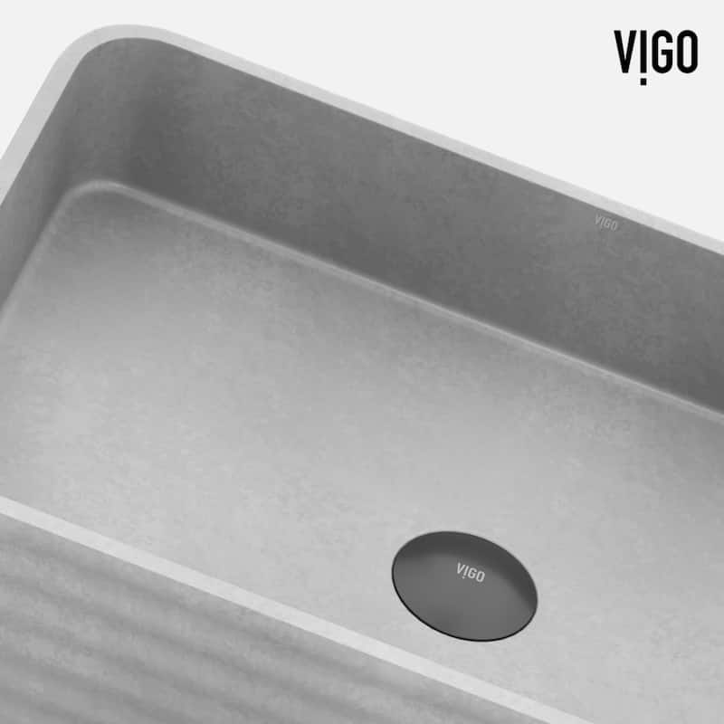 VIGO Cadman 21"L x 14"W Concrete Vessel Sink and Apollo 12"H Faucet Set