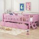 preview thumbnail 14 of 22, Low Twin Platform with 2 Drawers & Guardrails for Kids Room