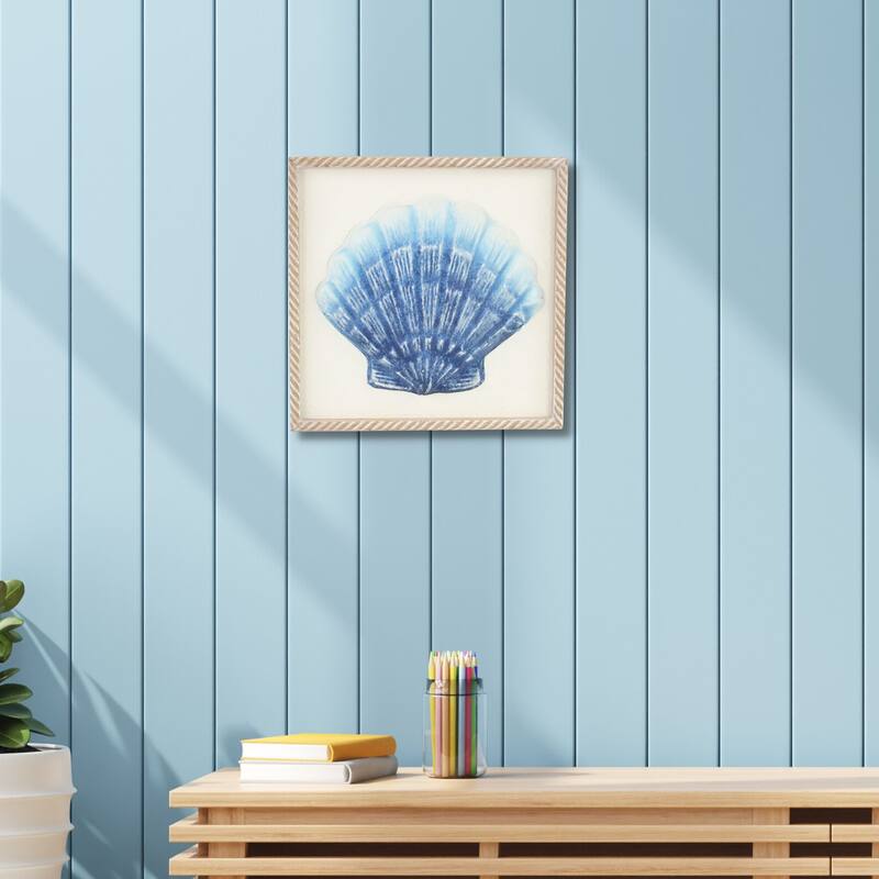 Coralia Blue Metal Sea Shell Relief Wall Art
