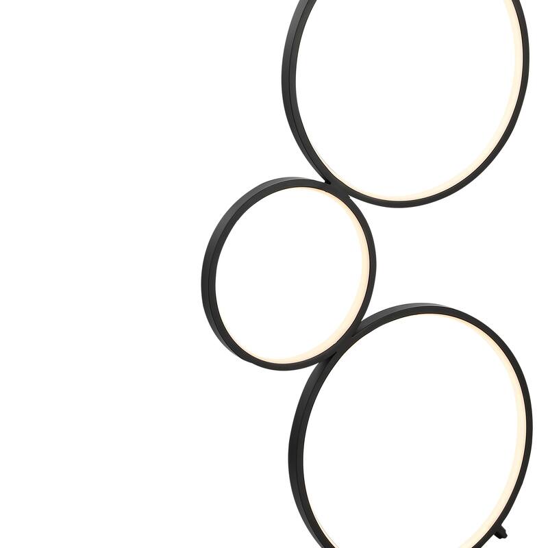 Nero Stacked Circles 45" 5-Light Contemporary Modern Iron/Aluminum Integrated LED Floor Lamp, Black by JONATHAN Y