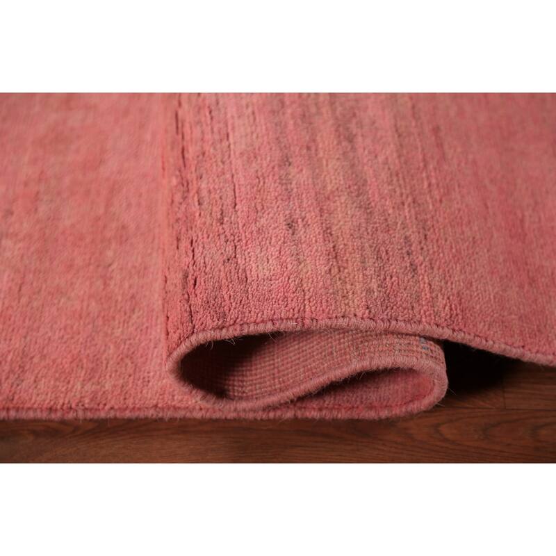 Pink Modern Gabbeh Oriental Area Rug Hand-Knotted Wool Carpet - 6'4" x 9'7"