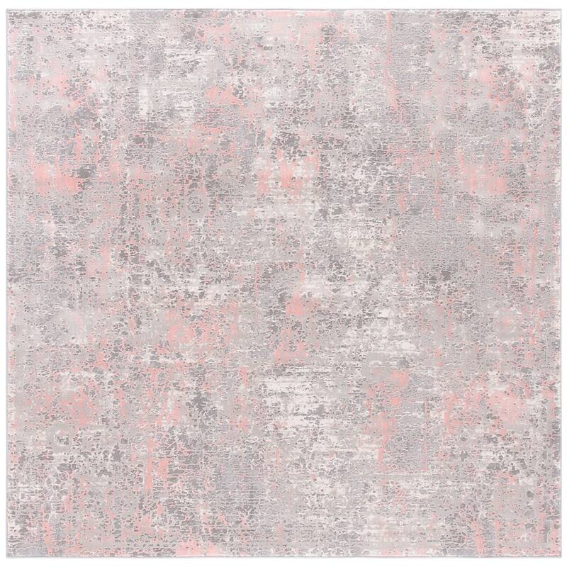 SAFAVIEH Meadow Georgette Modern Abstract Rug - 5' Square - Grey/Pink