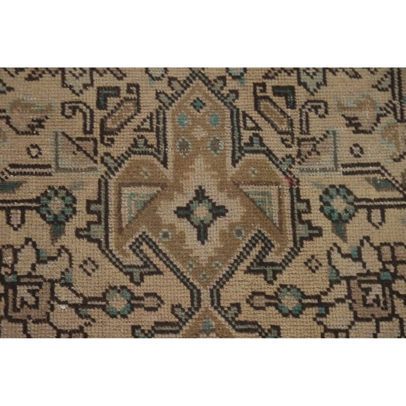 Hand Knotted Oriental 100% Wool Carpet Traditional Medallion Peach Tabriz Area Rug - 9' 7'' X 6' 5''