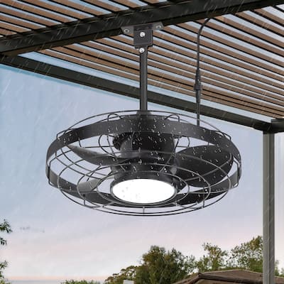 20" 5-Blade Waterproof Plug-in Outdoor Ceiling Fan with Dimmable LED Light and Remote