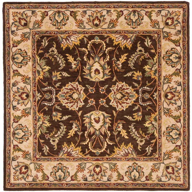 SAFAVIEH Handmade Heritage Star Gradient Traditional Oriental Wool Rug - 8' Square - Brown/Ivory