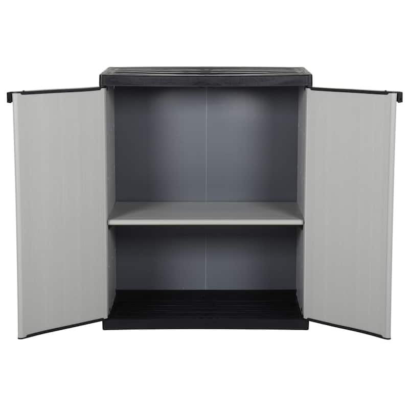 vidaXL Garden Cabinet Grey and Black PVC and Polypropylene Medium - 26.8 x 26.8 x 33.5