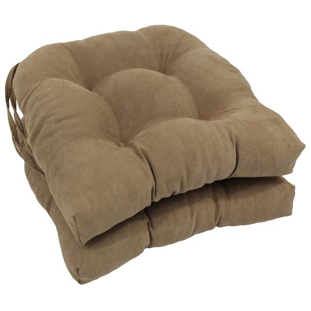 16-inch U-shaped Indoor Microsuede Chair Cushions (Set of 2, 4, or 6) - Set of 2 - Java