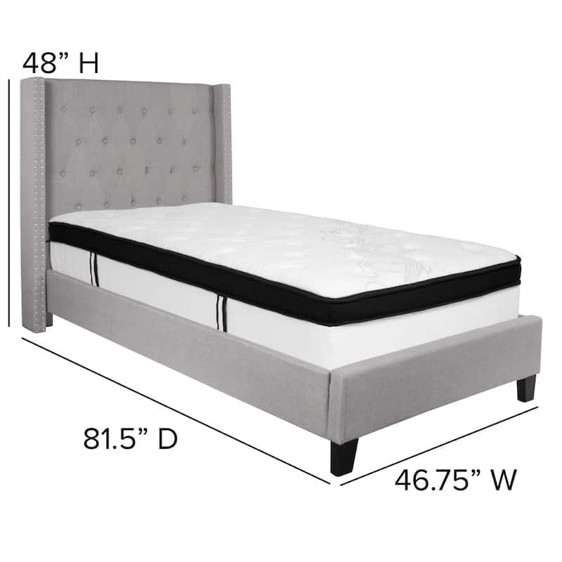 Tufted Upholstered Platform Bed w/ Memory Foam Pocket Spring Mattress