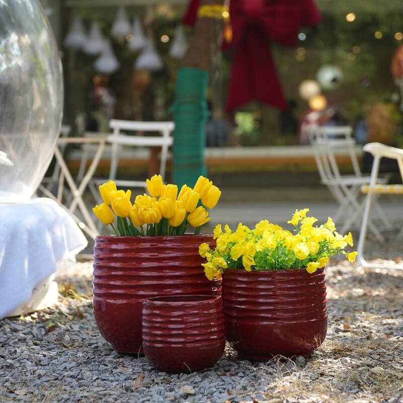 Indoor-Outdoor Handmade Ceramic Planter Set for Succulents and Cacti