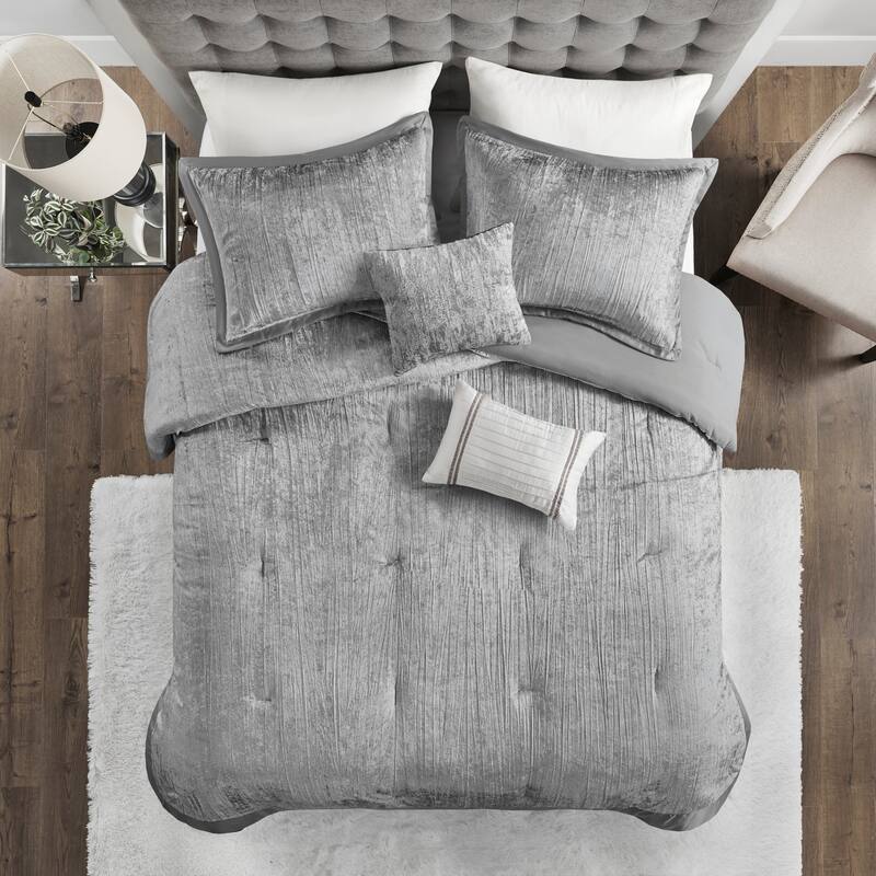 Madison Park Reagan 5 Piece Crinkle Velvet Comforter Set