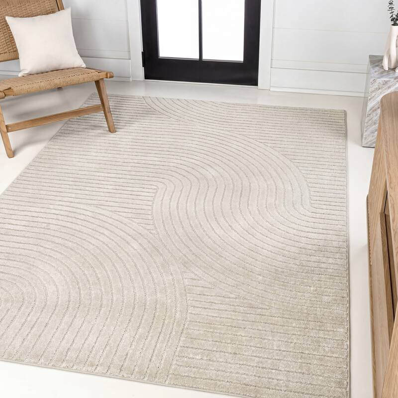 JONATHAN Y Odense Minimalist Curve Geometric Gray/Ivory Area Rug